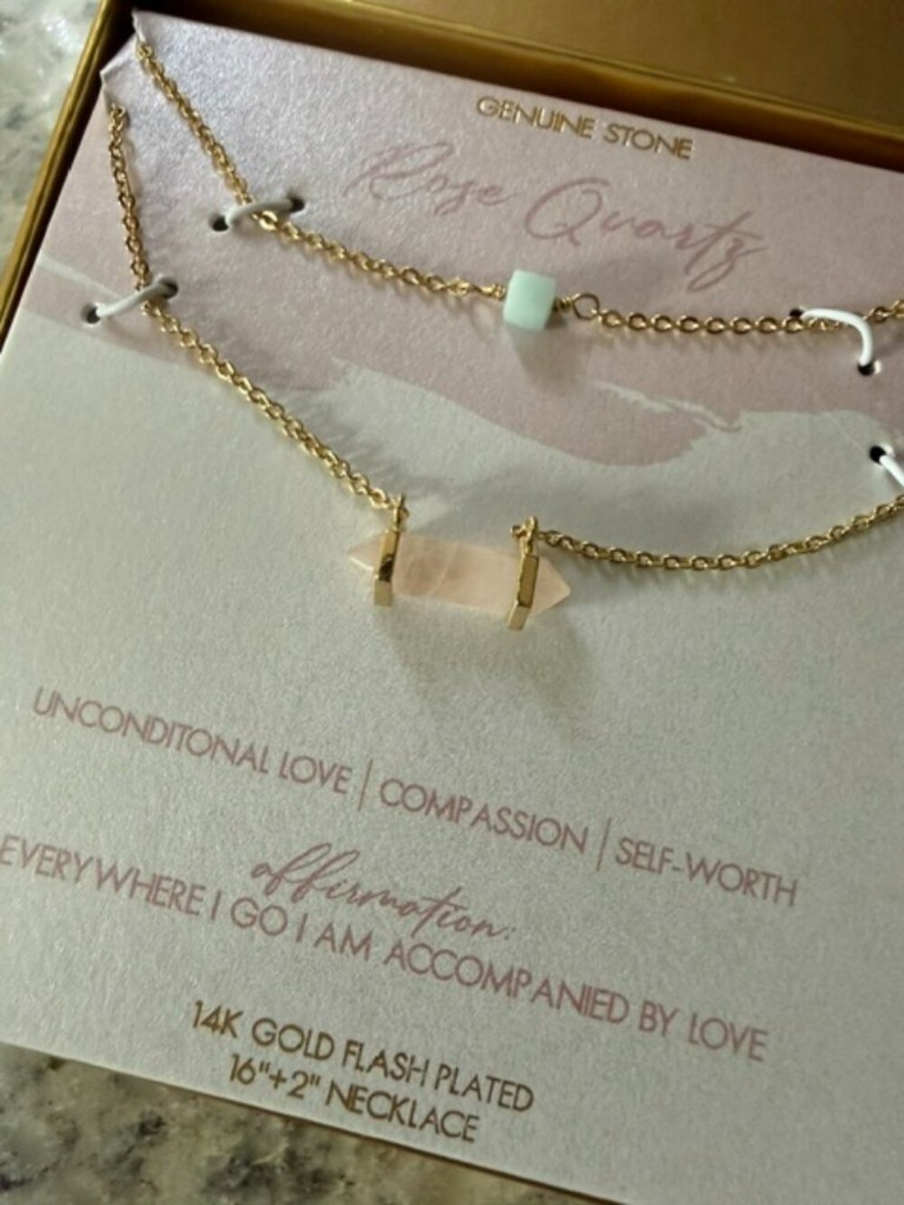 (2 for $25) Rose Quartz Necklace Set - NEW